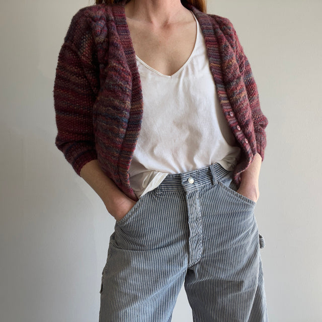 1970s Petite Chunky Handknit Cardigan