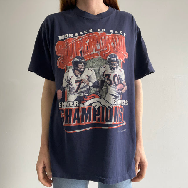 1998 dos à dos Super Bowl Denver Broncos BEAT UP T-shirt