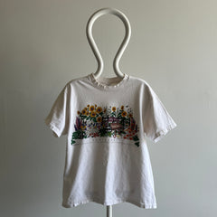 1980s Nantucket Flower Tattered Collar Cotton T-Shirt