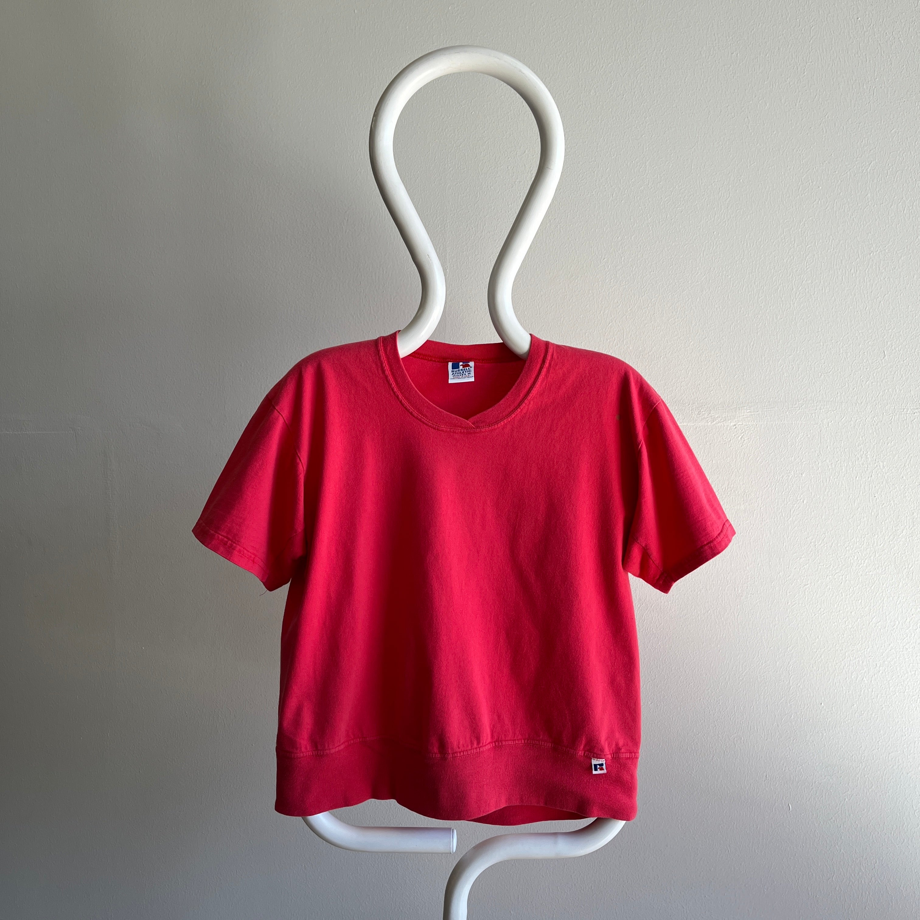 1980s AWESOME Russell Brand T-Shirt/Warm Up Cut - Red/Pink