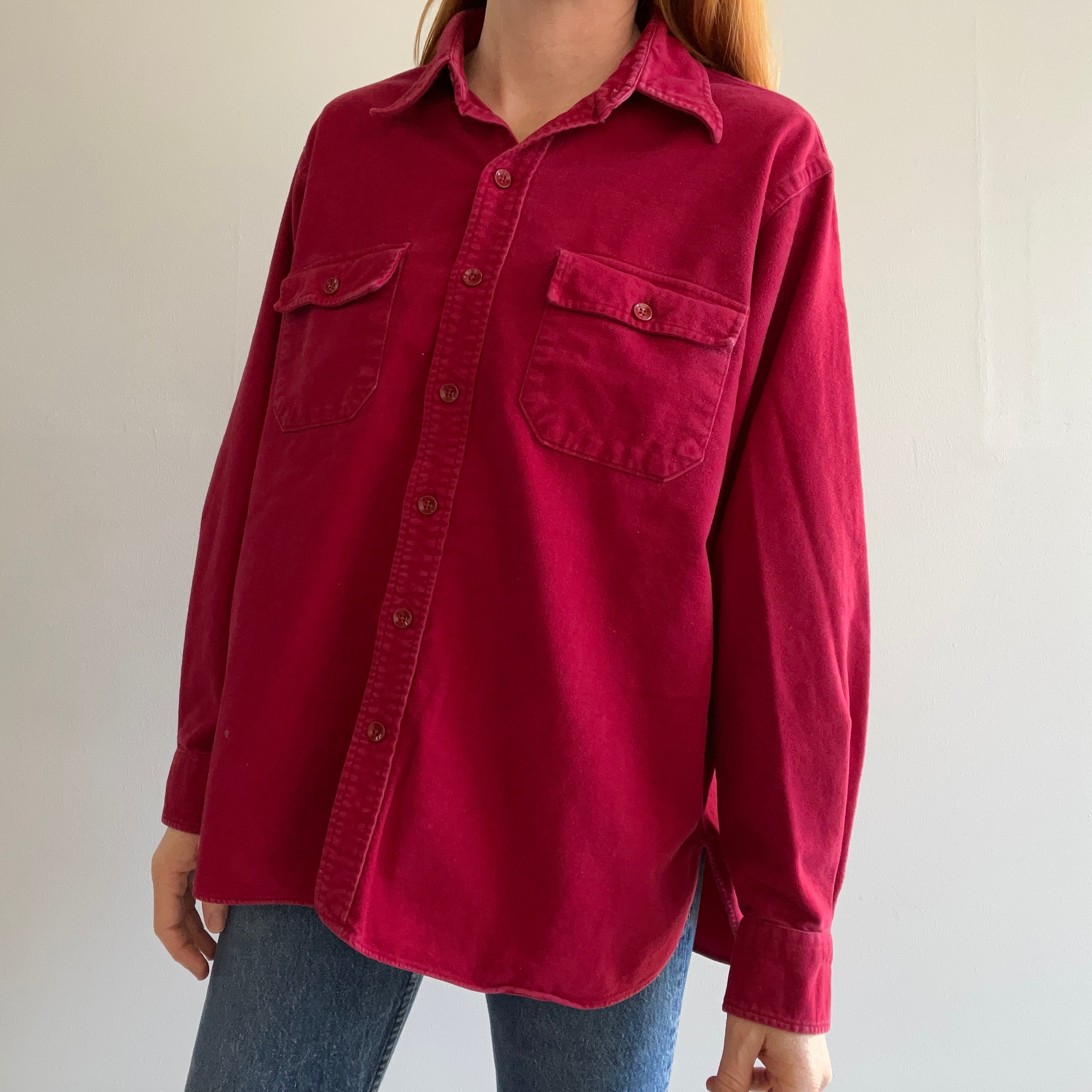 1980s L.L. Bean USA Made Bordeaux Colored Buttery Soft Chamois Flannel