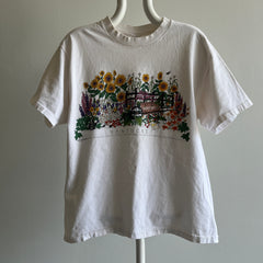 1980s Nantucket Flower Tattered Collar Cotton T-Shirt
