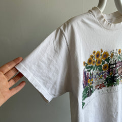 T-shirt en coton à col en lambeaux et fleurs de Nantucket des années 1980