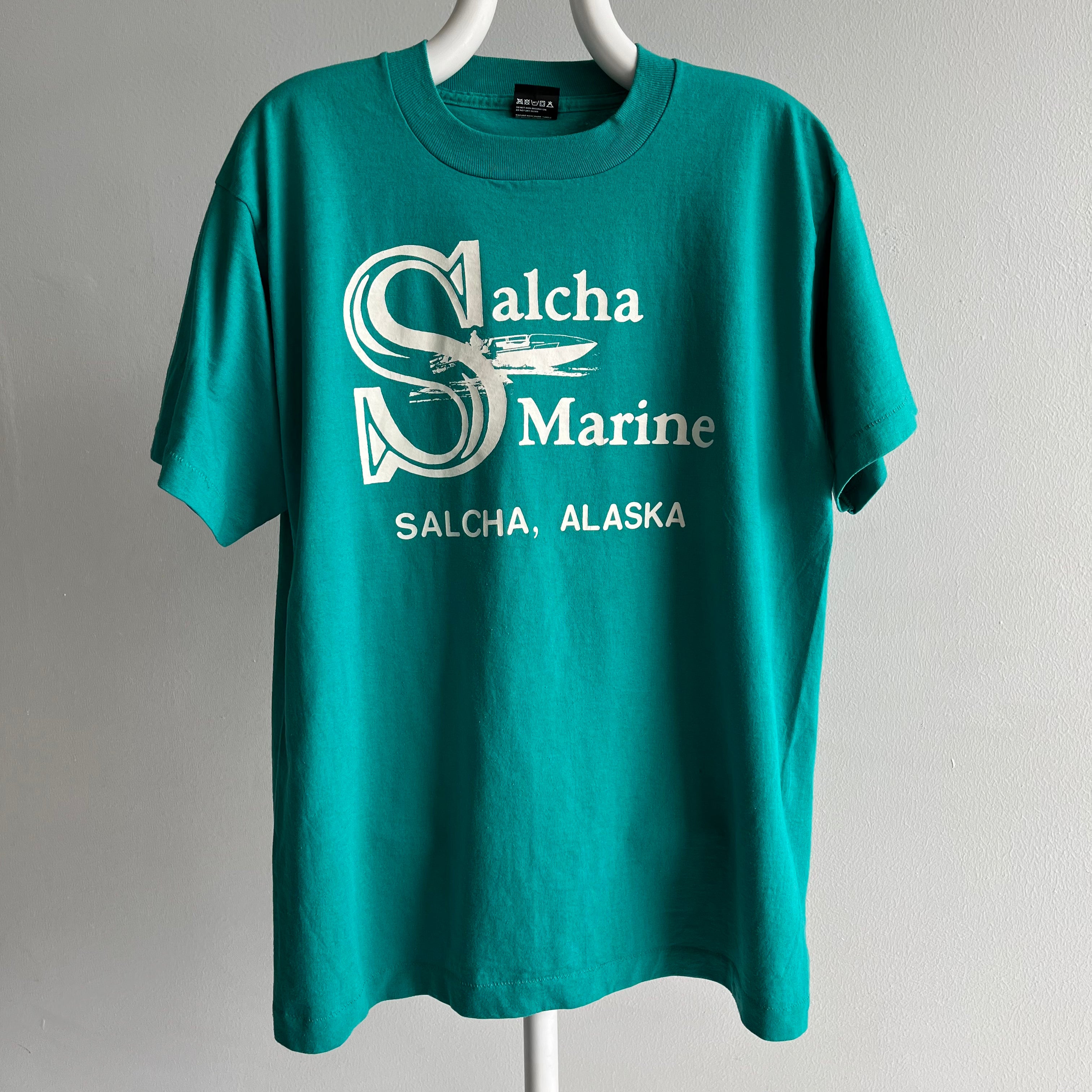 1980/90s Salcha Marine, Alaska Tourist T-Shirt - The Backside!