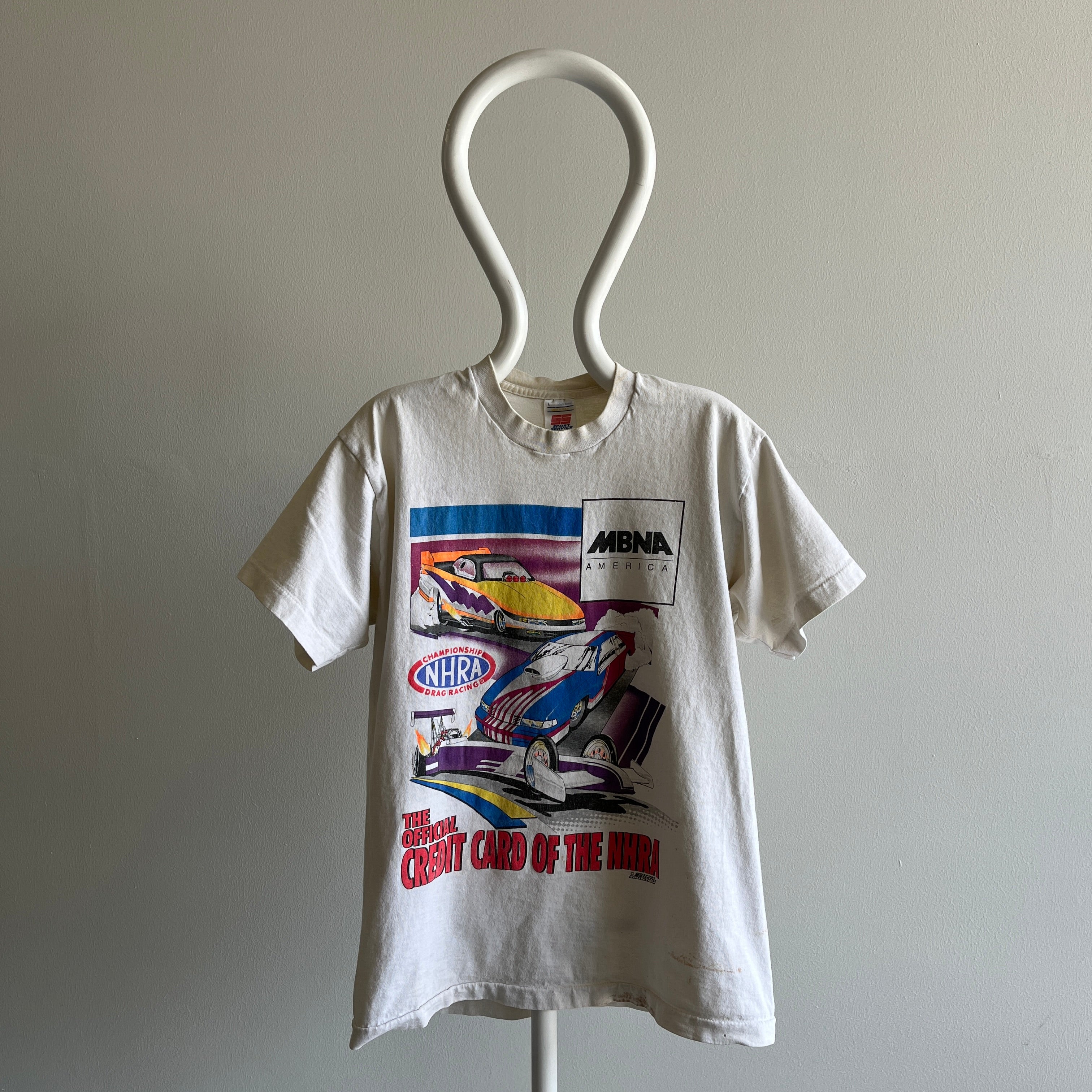 T-shirt de voiture de course NHRA MBNA des années 1990 parfaitement porté