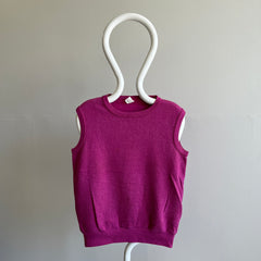 1980s Super Soft Magenta Muscle Tank Warm Up Sweat Gilet
