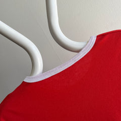 1970s Red and White Color Block T-Shirt