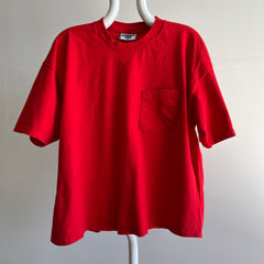 1990s Boxy Blank Red Pocket Cotton T-Shirt by Lee