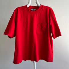 1990s Boxy Blank Red Pocket Cotton T-Shirt par Lee