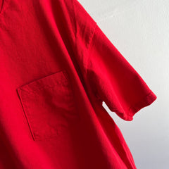 1990s Boxy Blank Red Pocket Cotton T-Shirt by Lee