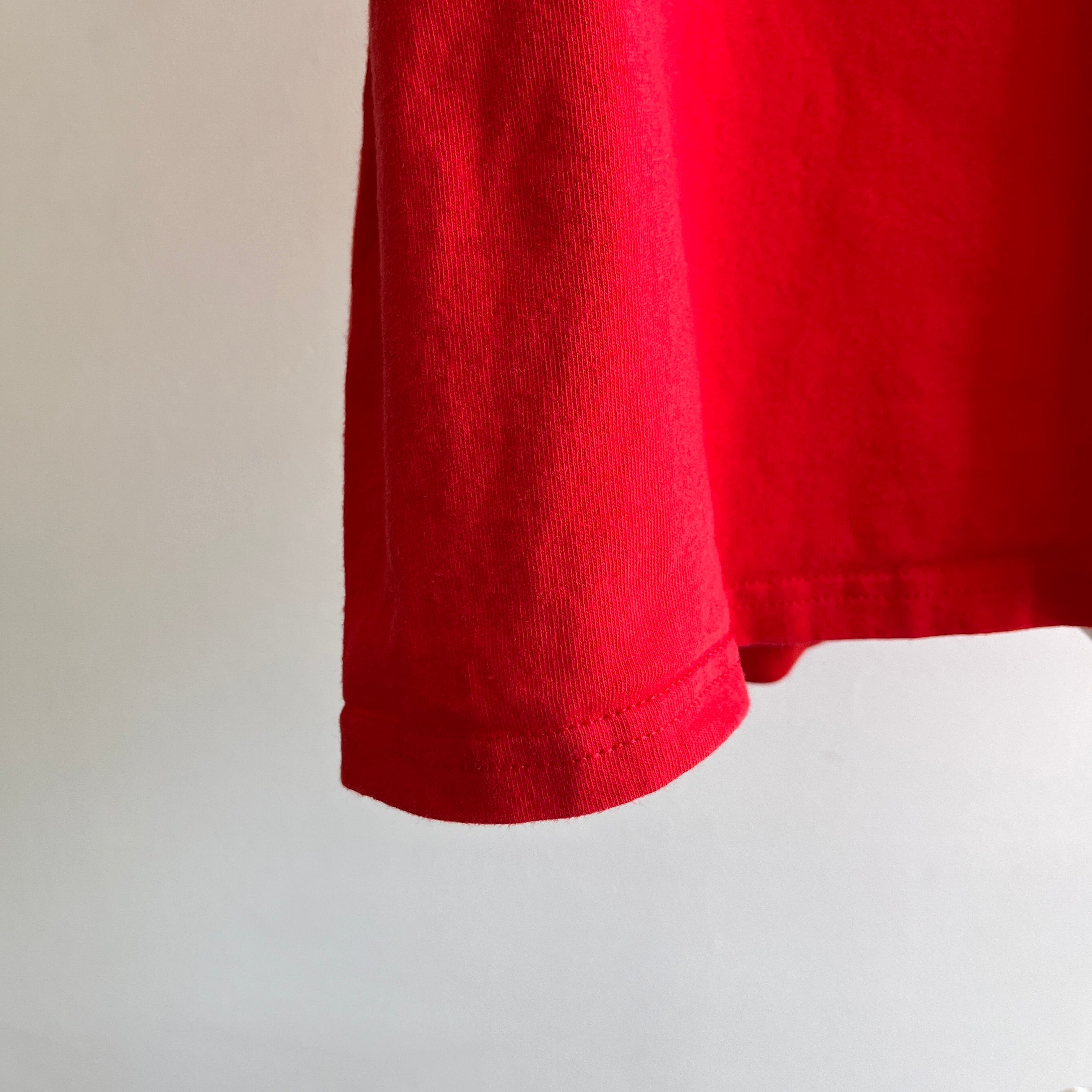 1990s Boxy Blank Red Pocket Cotton T-Shirt par Lee