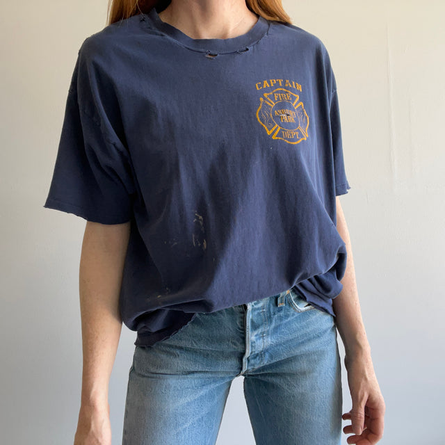 T-shirt des années 1990 battu et battu Asbury Park Fire Department