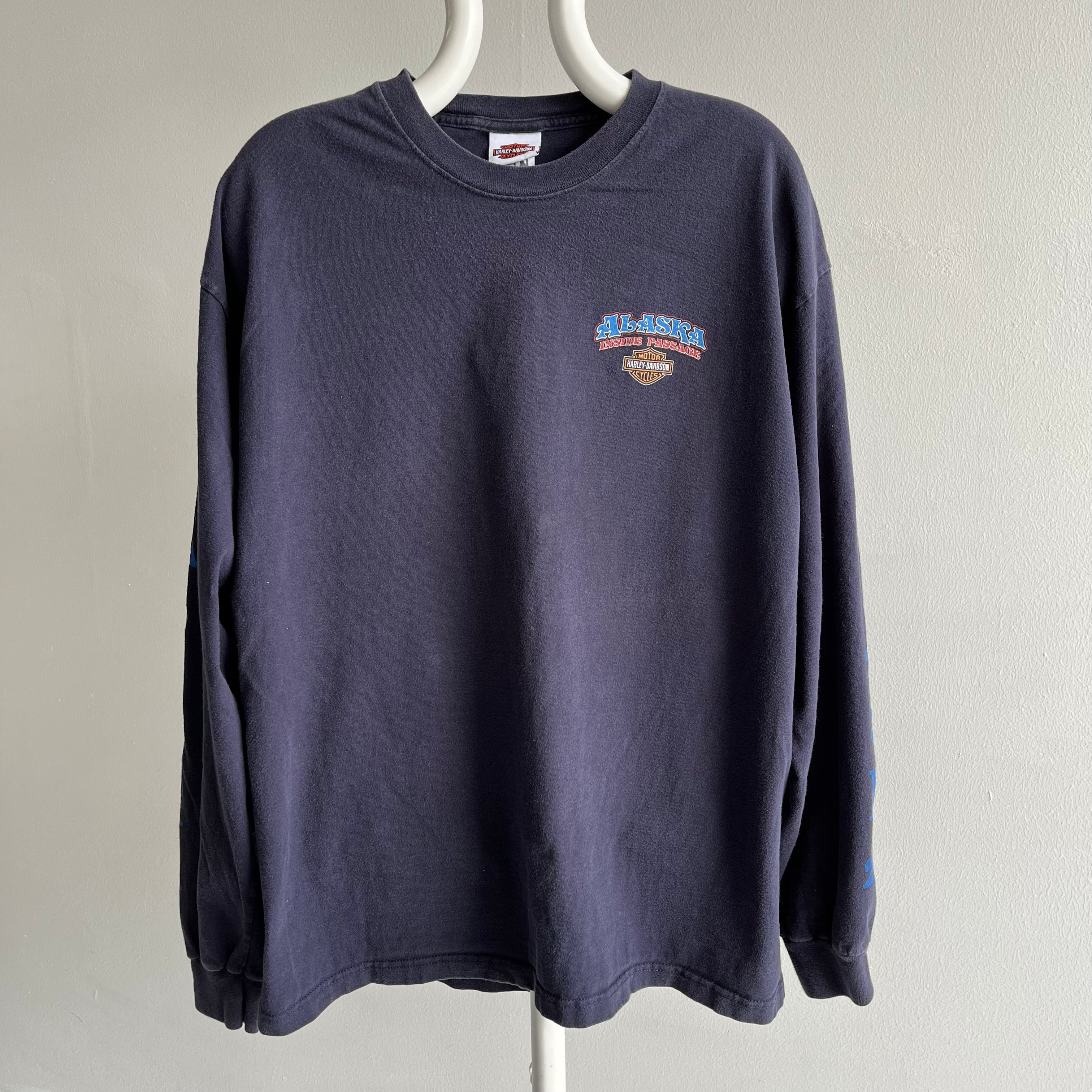 2000s Alaska Harley Long Sleeve Cotton T-Shirt