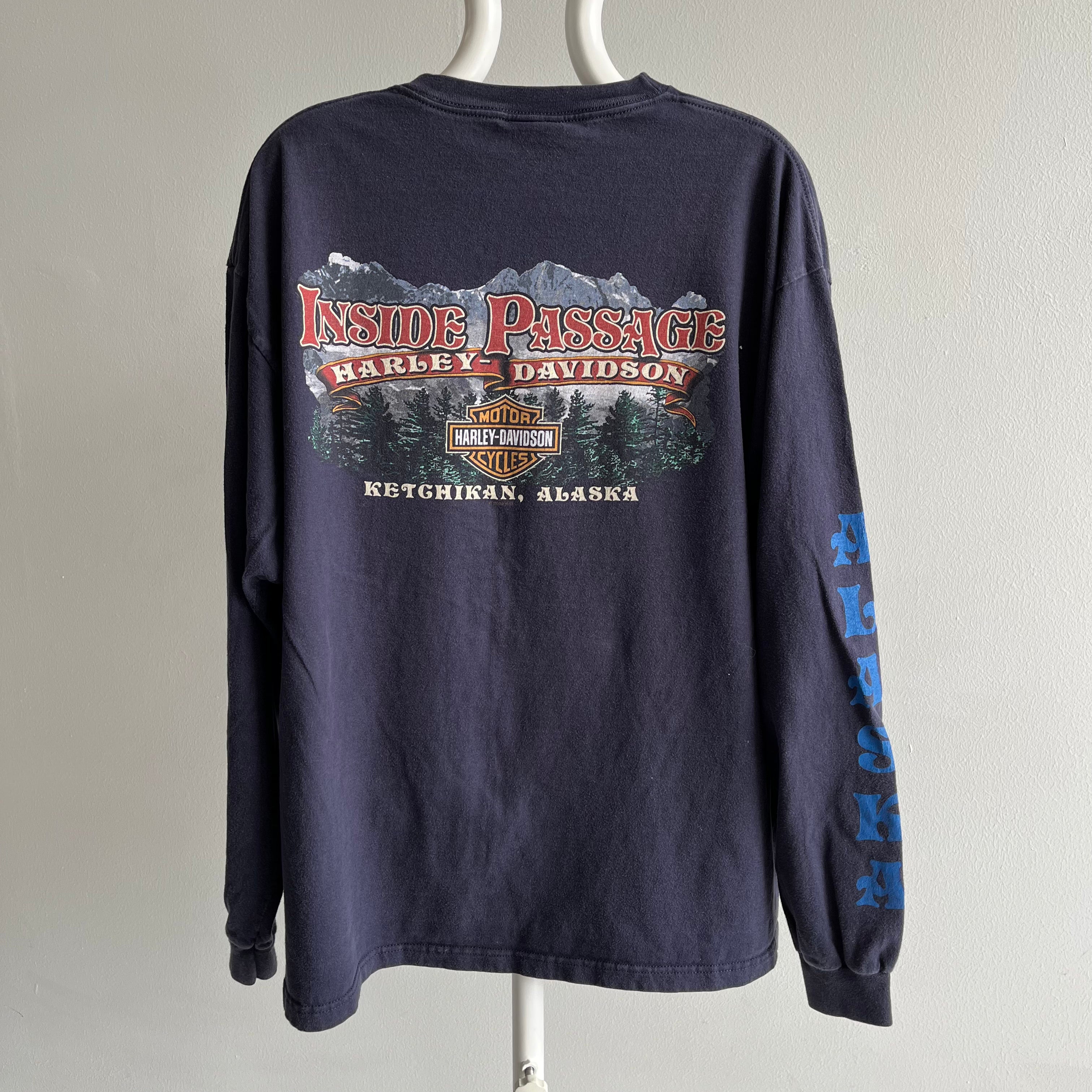 2000s Alaska Harley Long Sleeve Cotton T-Shirt
