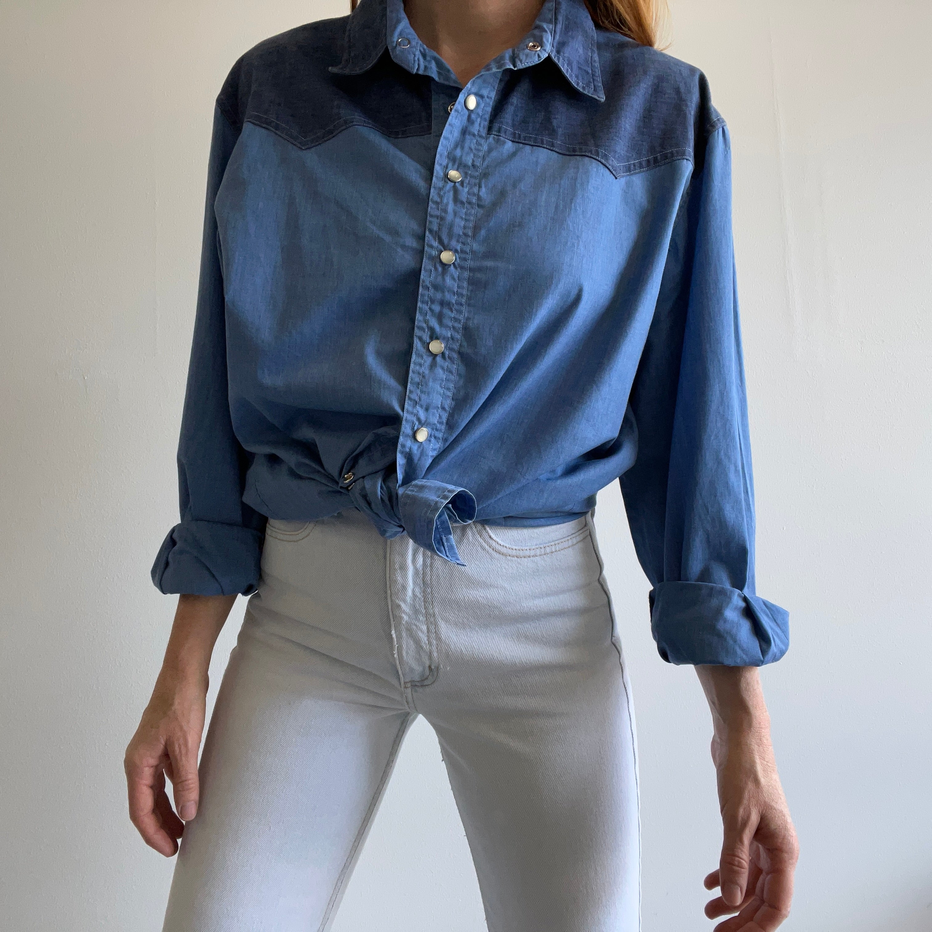 1970s Lightweight Two Tone Denim Dress/Shirt