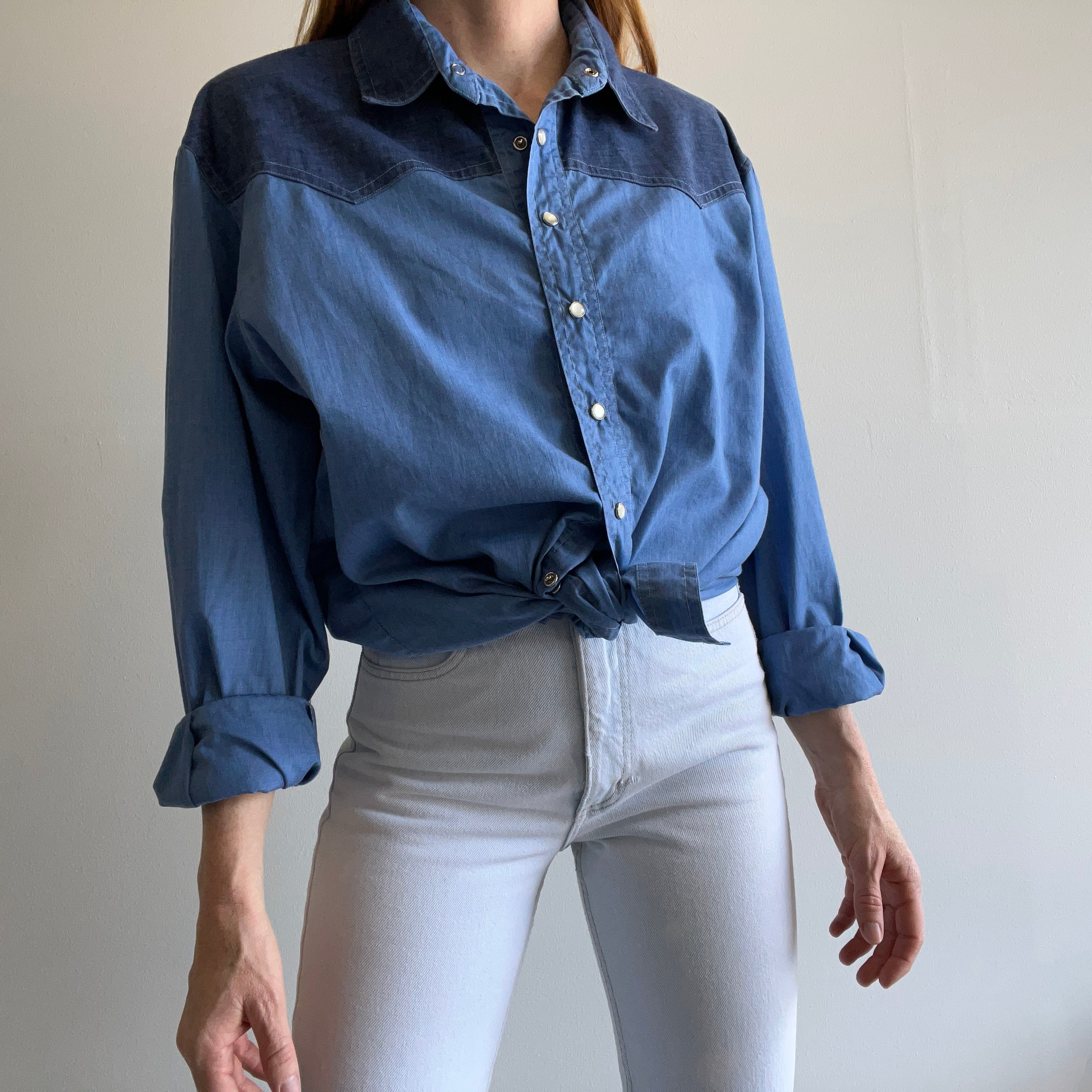 1970s Lightweight Two Tone Denim Dress/Shirt