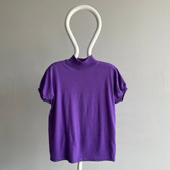 1980s Mock Neck Purple Ring T-Shirt