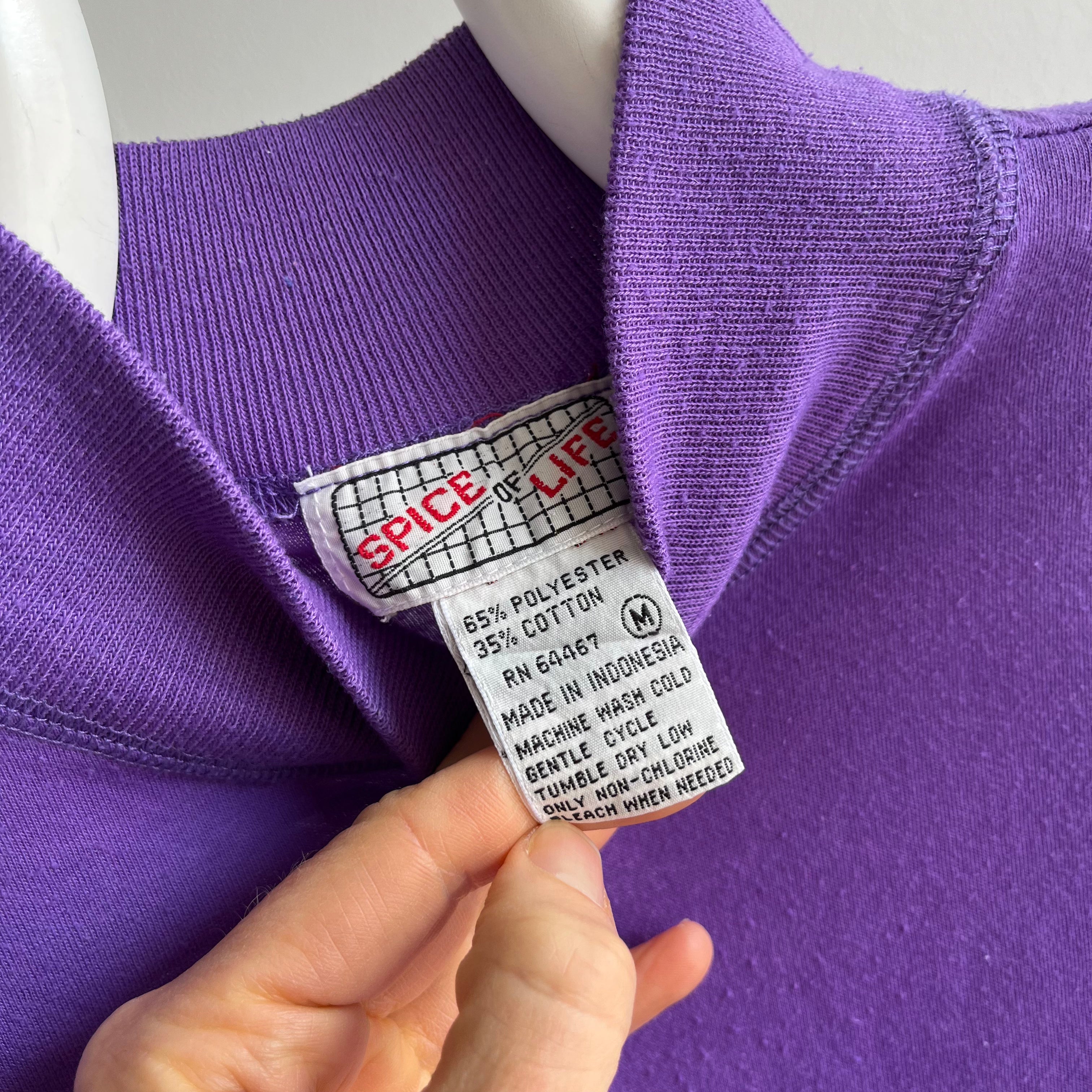 1980s Mock Neck Purple Ring T-Shirt