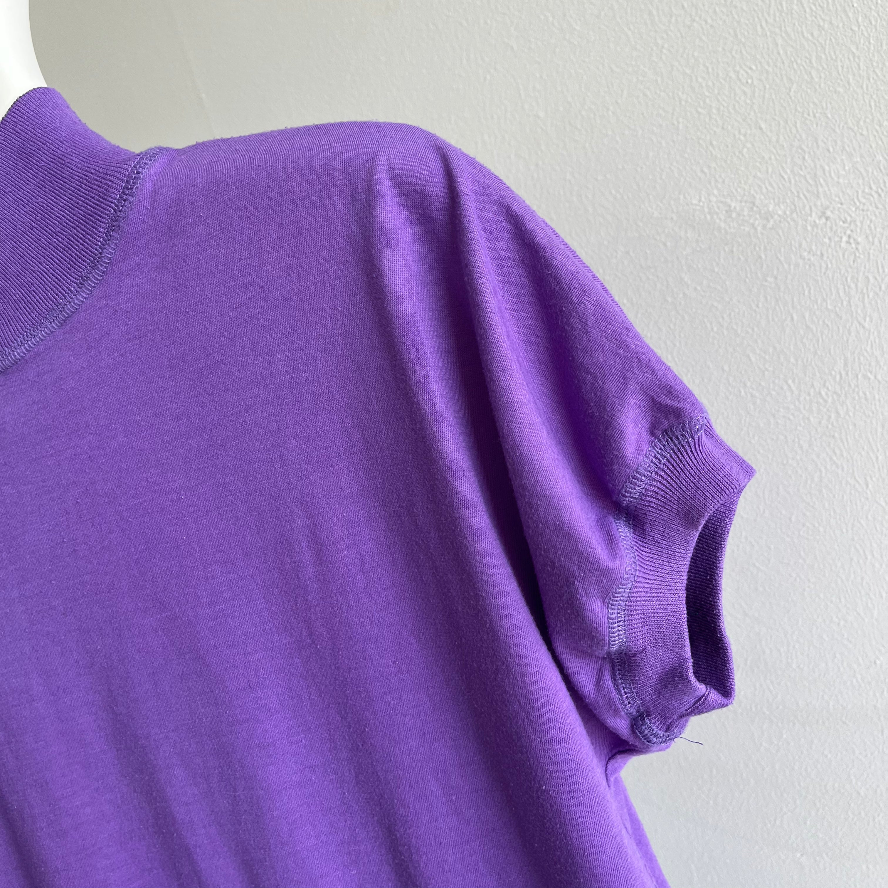 1980s Mock Neck Purple Ring T-Shirt