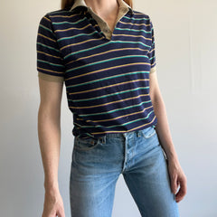 1980s Paper Thin Le Tigre Striped Polo T-Shirt - USA Made