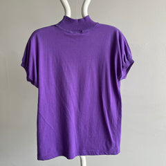 1980s Mock Neck Purple Ring T-Shirt