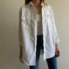 1990s Wrangler White Denim Western Shirt - WOW