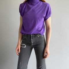 1980s Mock Neck Purple Ring T-Shirt