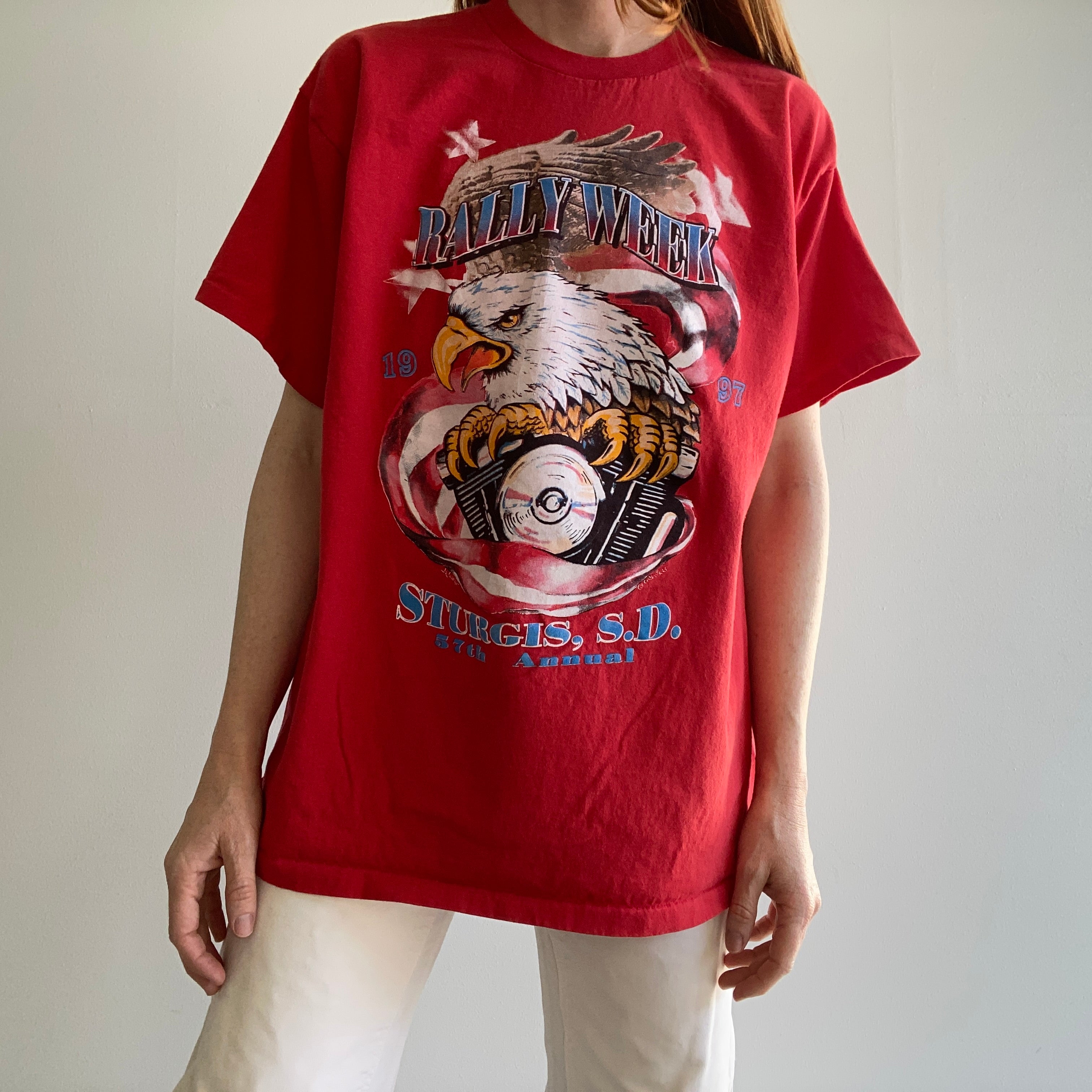 1997 Sturgis Oversize Front and Back Cotton Graphic T-Shirt