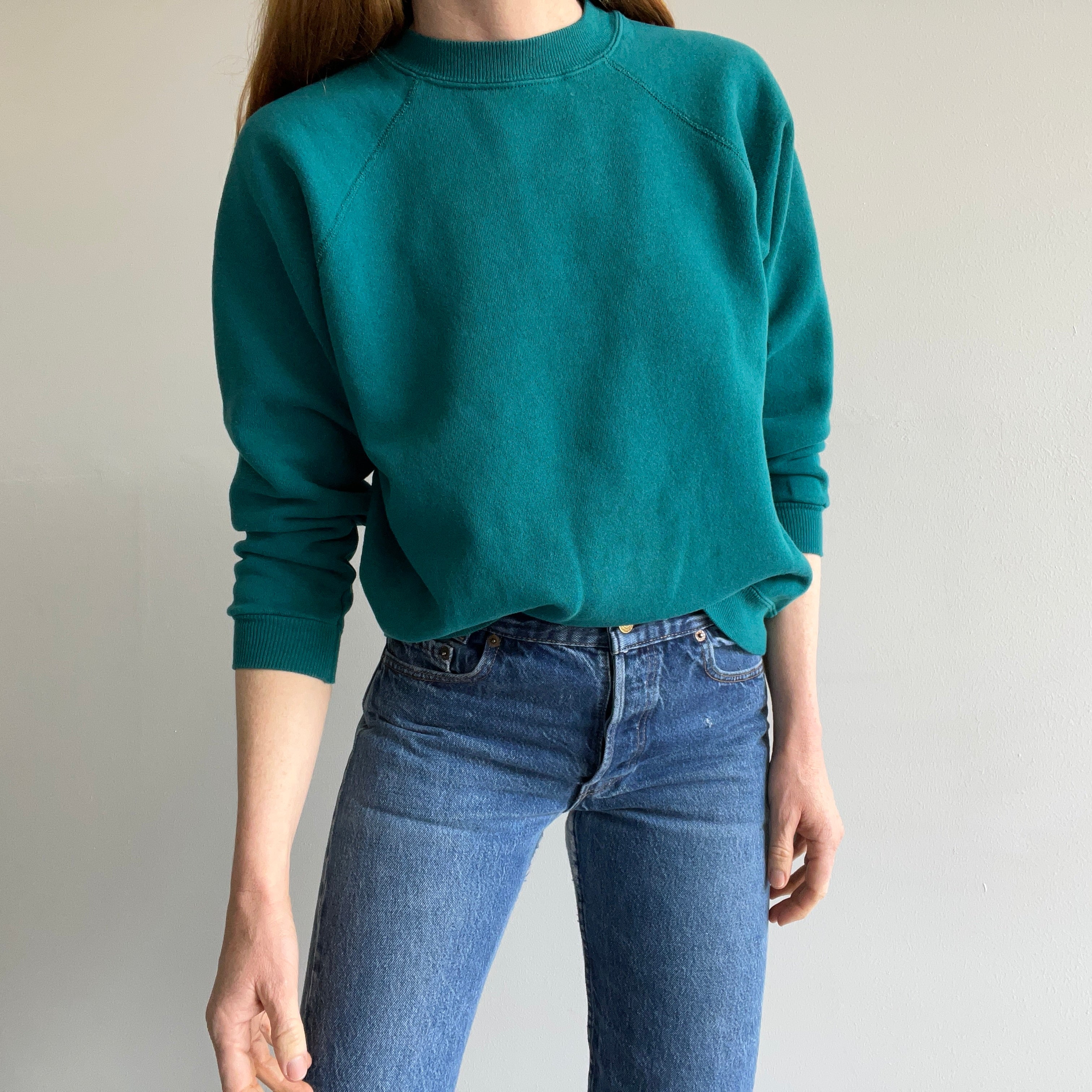 1990s Blank Dark Teal Sweatshirt by HHW