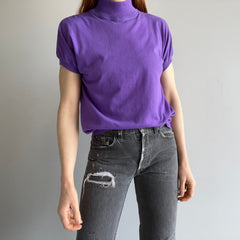 1980s Mock Neck Purple Ring T-Shirt