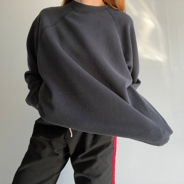 1980/90s Bleach Stained Blank Gray/Black Raglan by Ultra Fleece