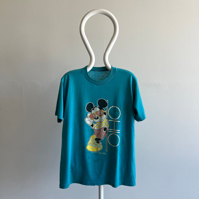 T-shirt Mickey Ohio entièrement taché des années 1990