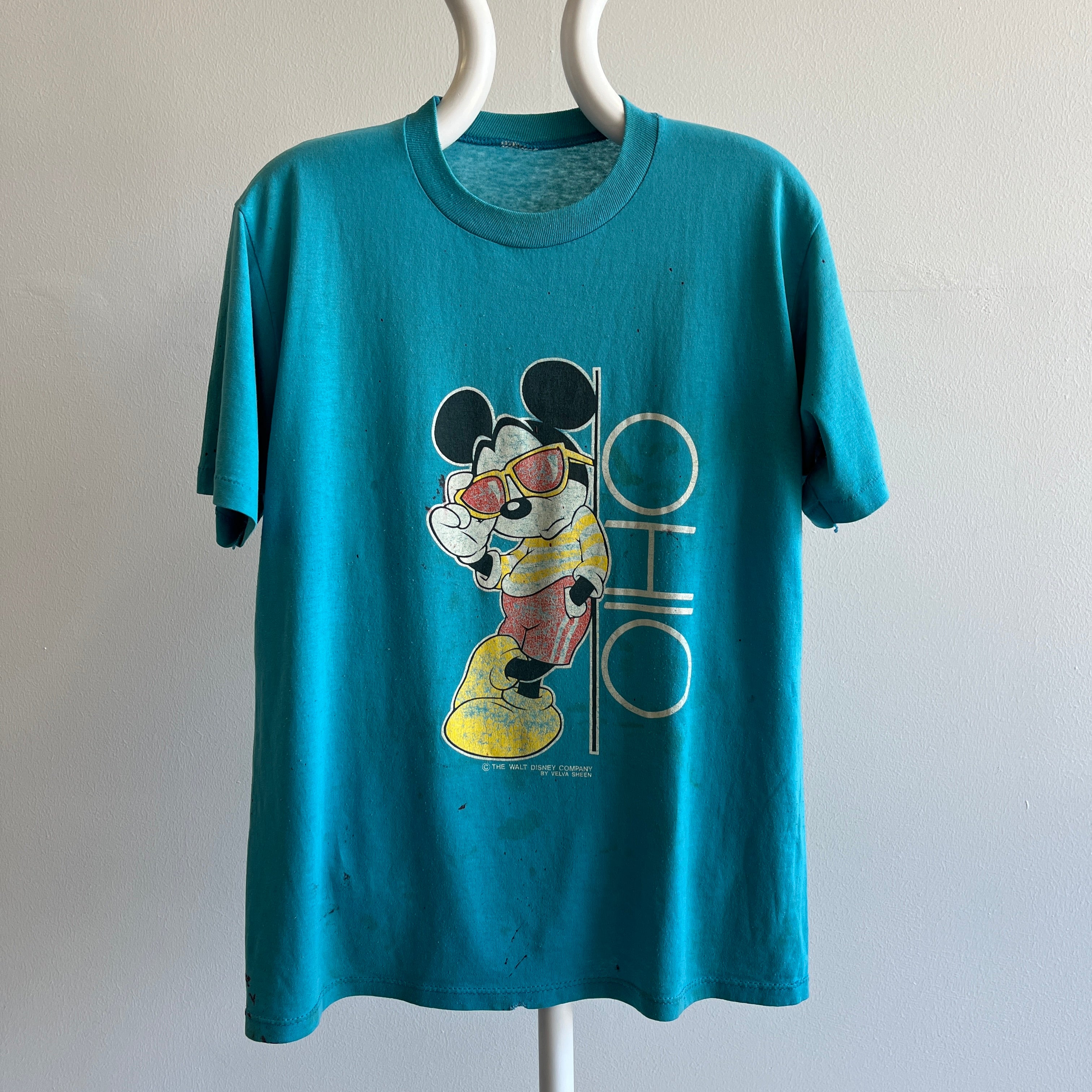 T-shirt Mickey Ohio entièrement taché des années 1990