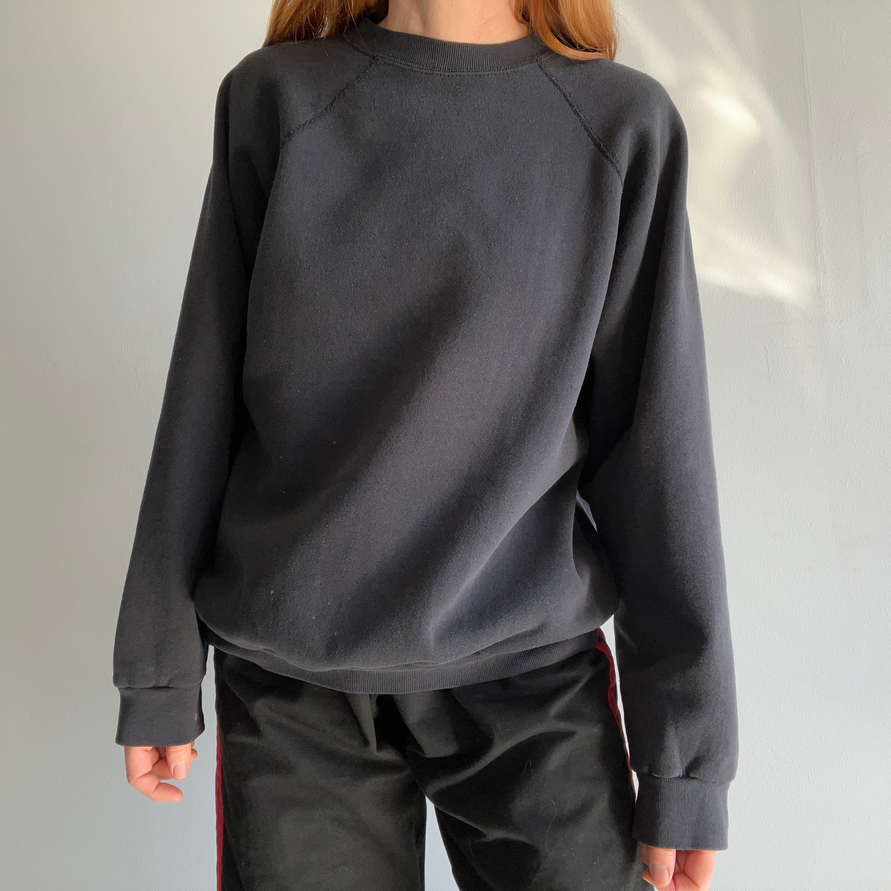 1980/90s Bleach Stained Blank Grey/Black Raglan par Ultra Fleece