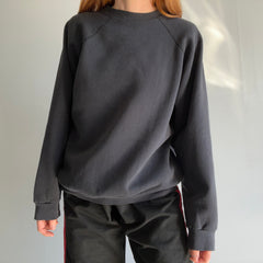 1980/90s Bleach Stained Blank Gray/Black Raglan by Ultra Fleece