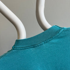 1980s Paint Stained Teal Single Stitch Pocket T-Shirt by FOTL