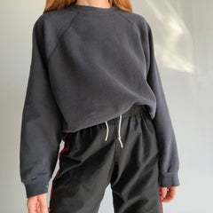 1980/90s Bleach Stained Blank Gray/Black Raglan by Ultra Fleece