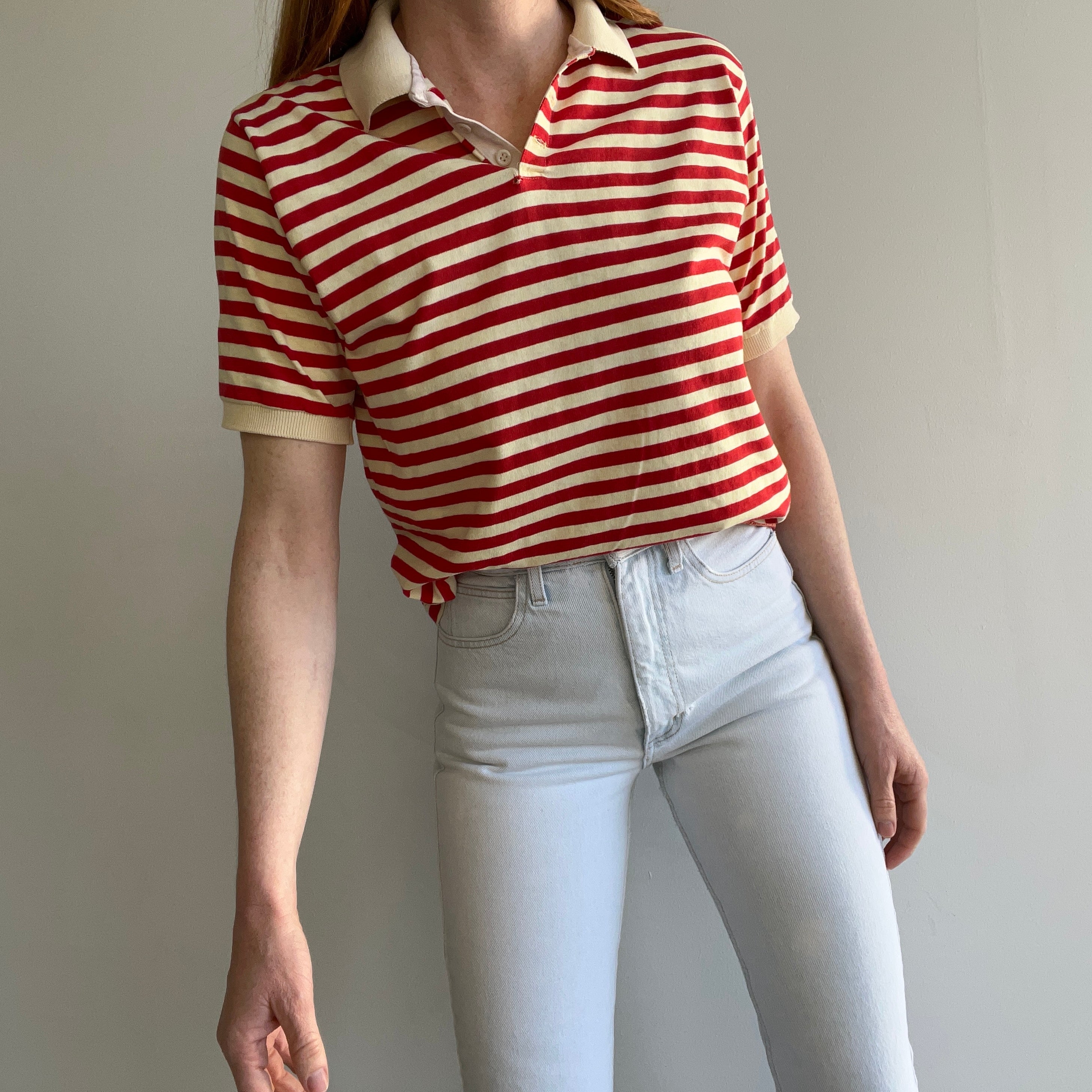 GG 1970s The Most Delightful Striped Polo Shirt