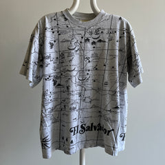 1990s El Salvador Map Front and Back T-Shirt