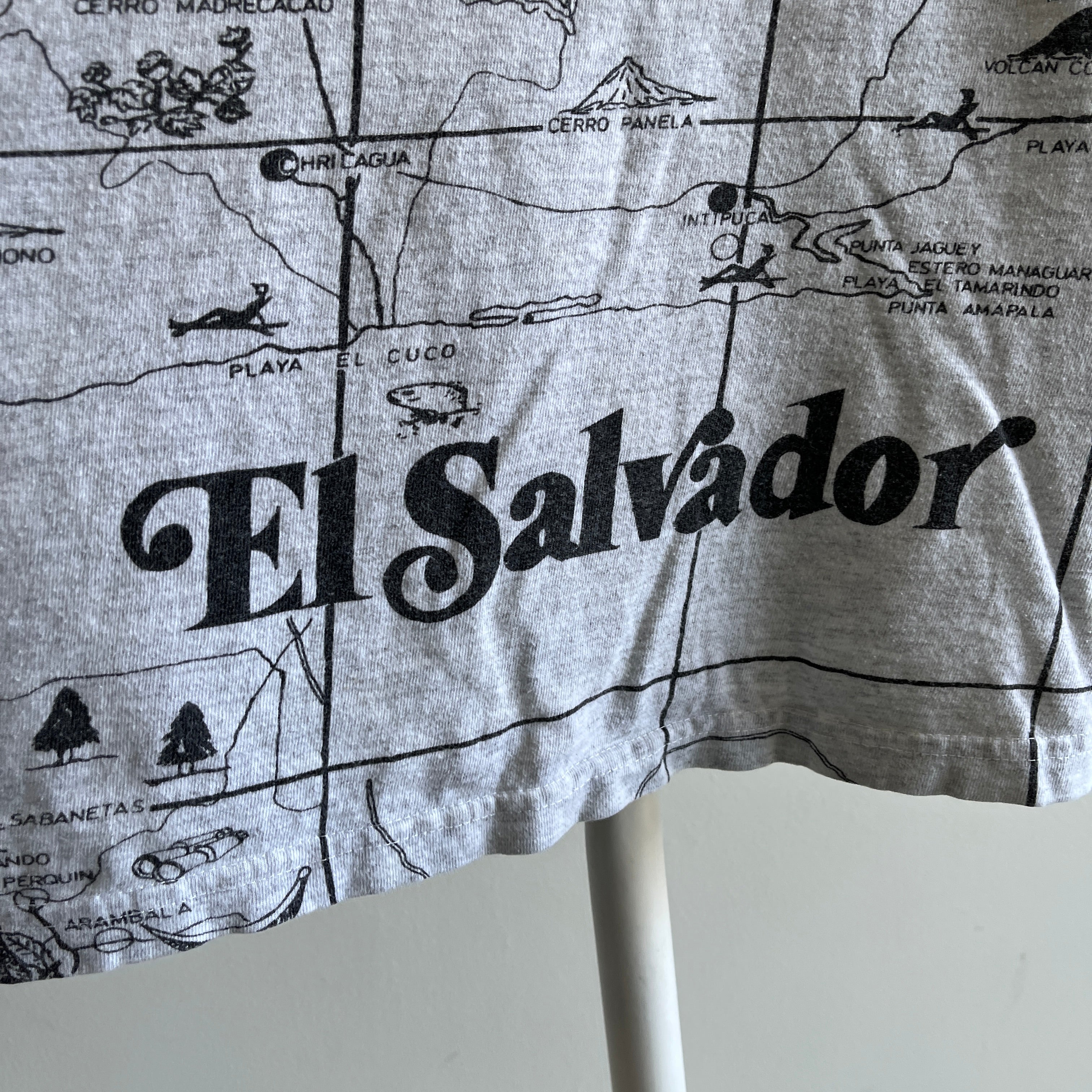 1990s El Salvador Map Front and Back T-Shirt