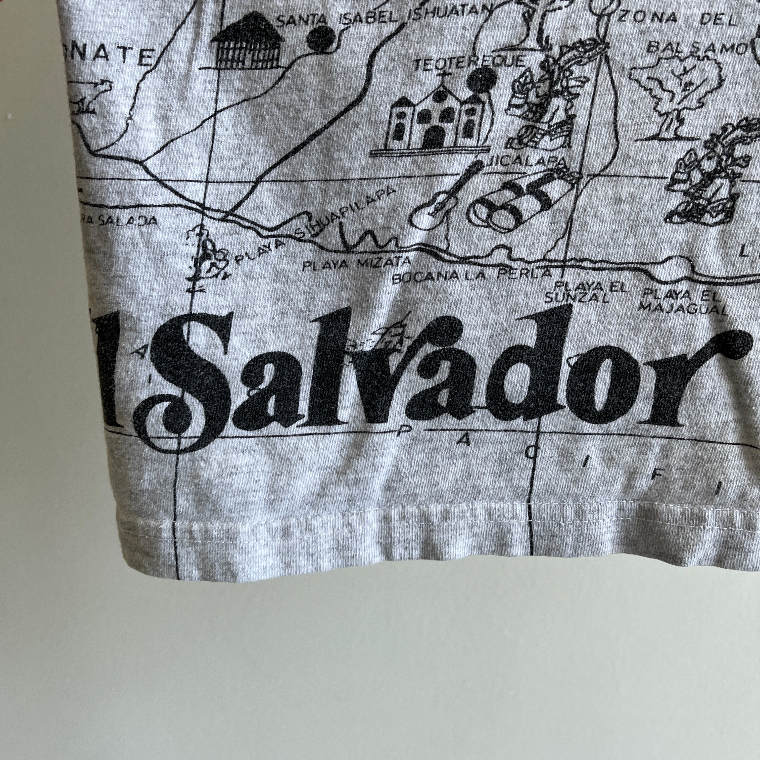 1990s El Salvador Map Front and Back T-Shirt