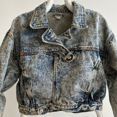 1980s Jordache Cropped Acid Wash EPIC Blousy Sleeved Denim Jacket - OMG!