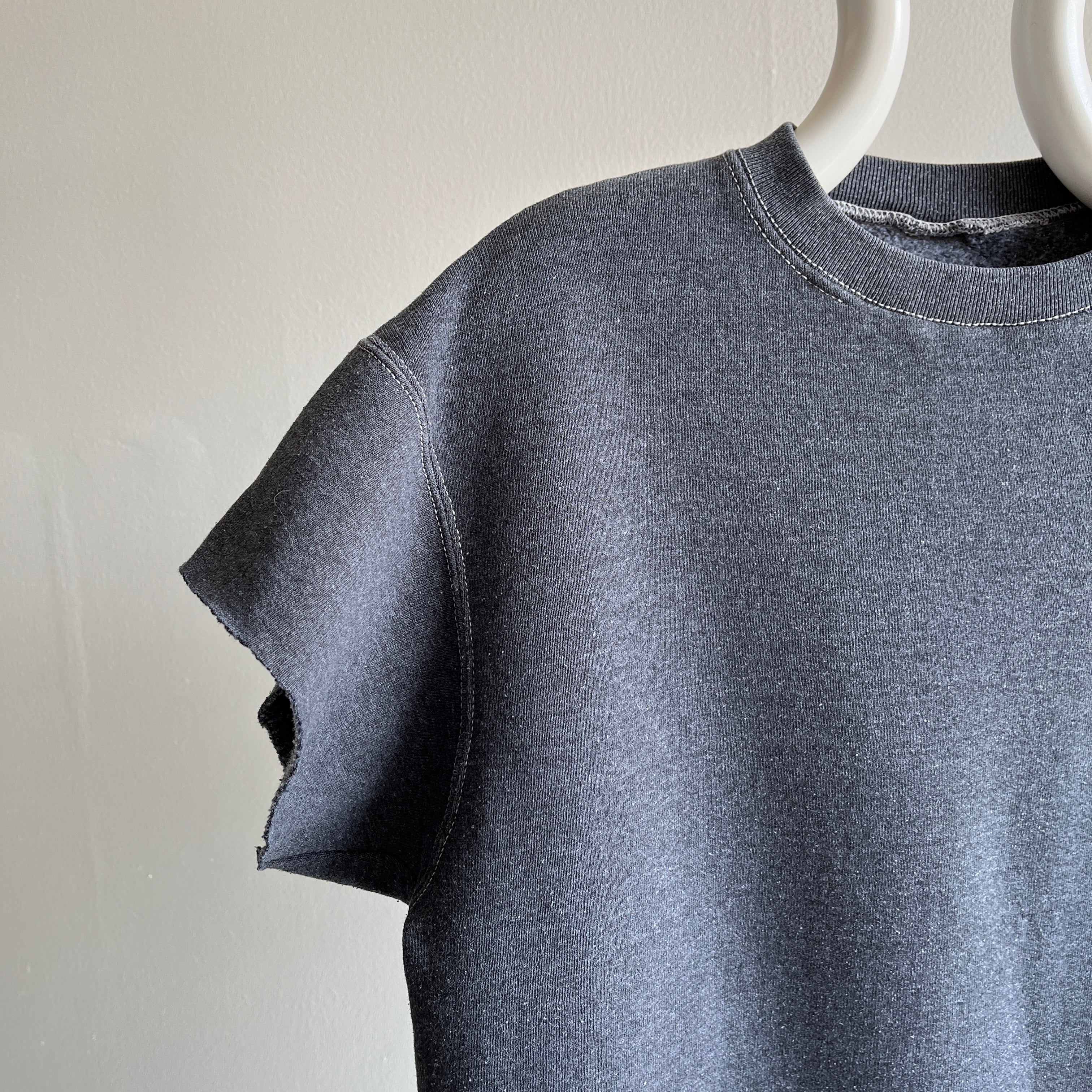 1990/00s DIY Cut Sleeve Deep Grey Warm Up