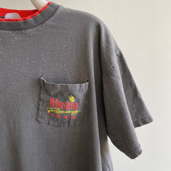 Années 1990 Winston Racing Thrashed and Beat Up Faded Two Tone Pocket Tee - CECI !!!