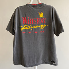 Années 1990 Winston Racing Thrashed and Beat Up Faded Two Tone Pocket Tee - CECI !!!