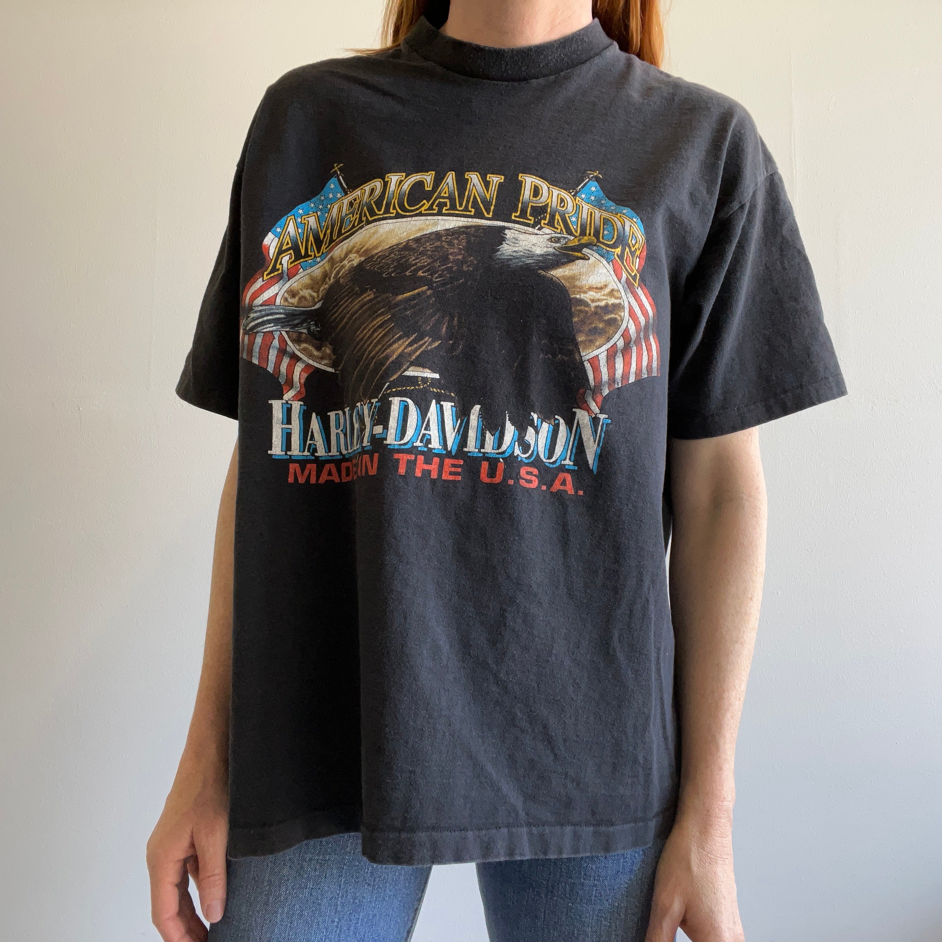 T-shirt Harley des années 1980 AMERICAN PRIDE, RENO Nevada