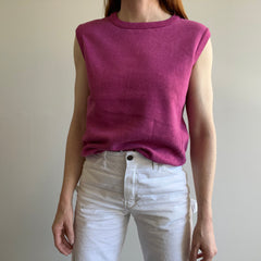 1980s Super Soft Magenta Muscle Tank Warm Up Sweat Gilet