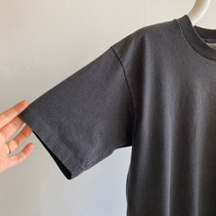 T-shirt à couture unique noir délavé des années 1980