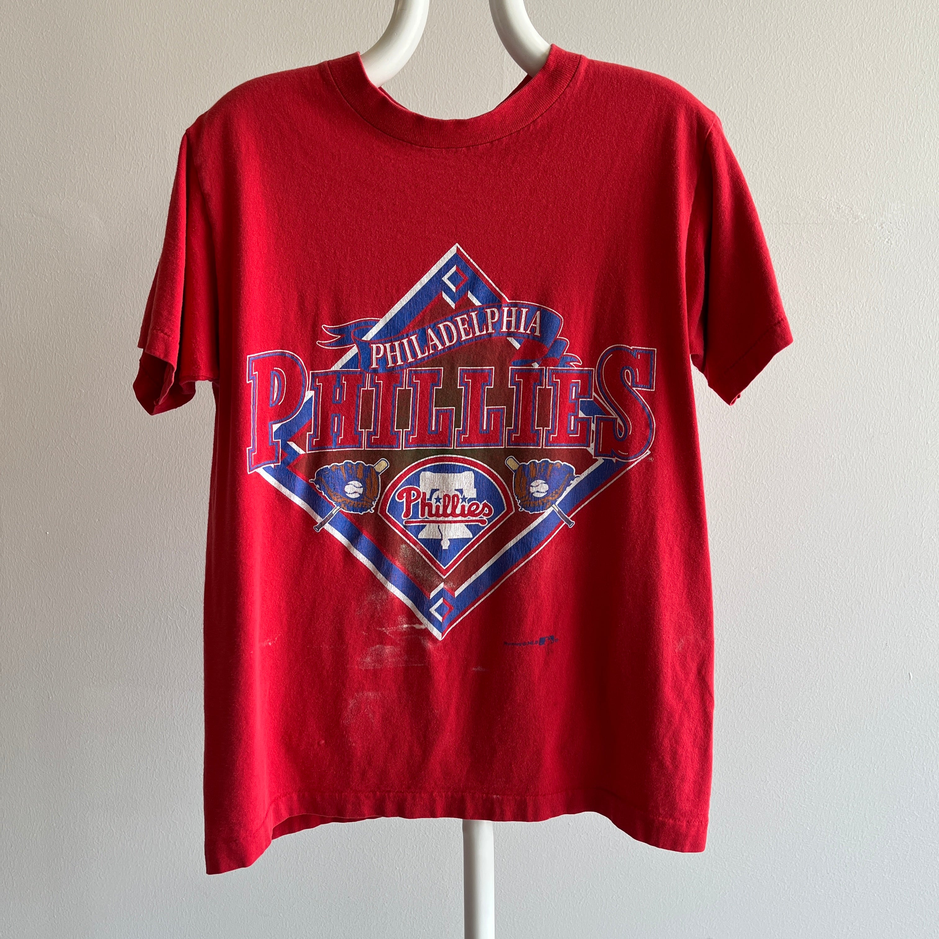1990s Philadelphia Phillies Paint Stained Cotton Game Day T-Shirt