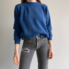 1980s Blank Blue Raglan Sweatshirt